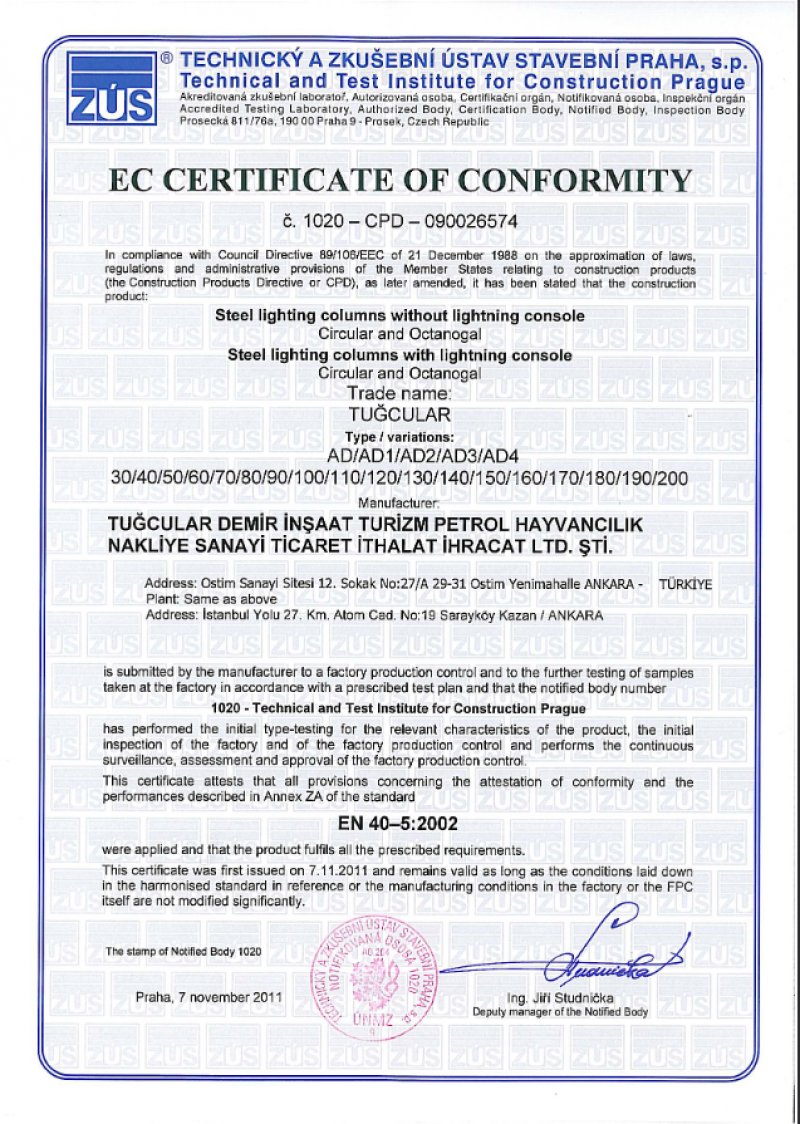 Certificate Of Conformity